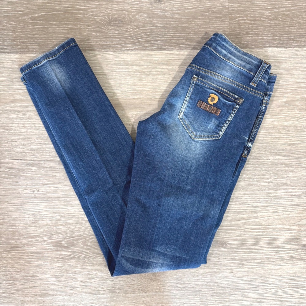 Y2K Diesel Jeans Women 29 Blue Denim Division Slim Straight Low Rise Distressed